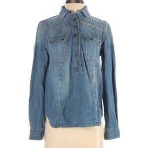 Free People Chambray Long Sleeve Button-Down Shirt